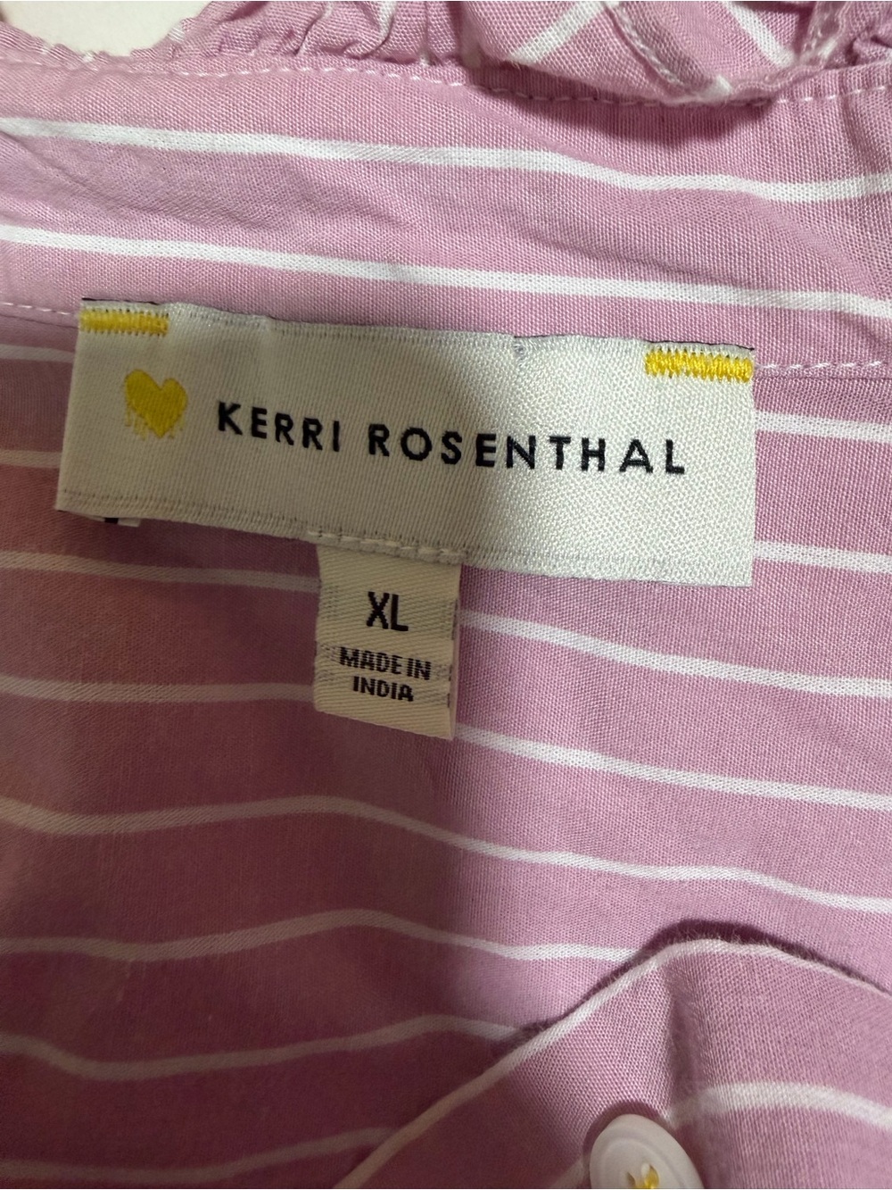 Kerri Rosenthal mia striped ruffle button down blouse size extra large pink - Picture 5 of 6